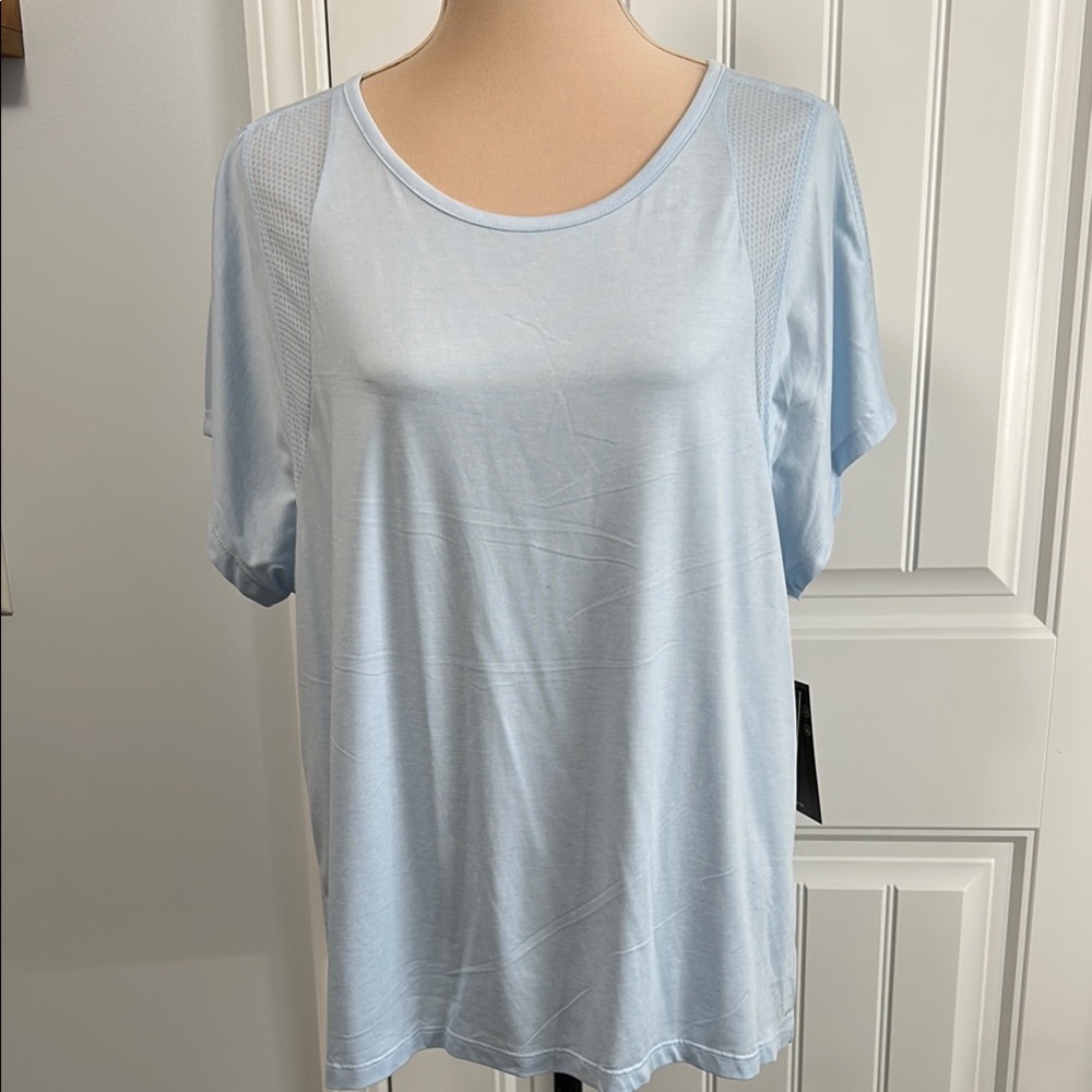AVIA Moisture Wicking Performance Tee Light Blue Women's Top